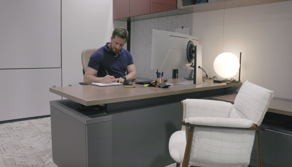 man working at his desk