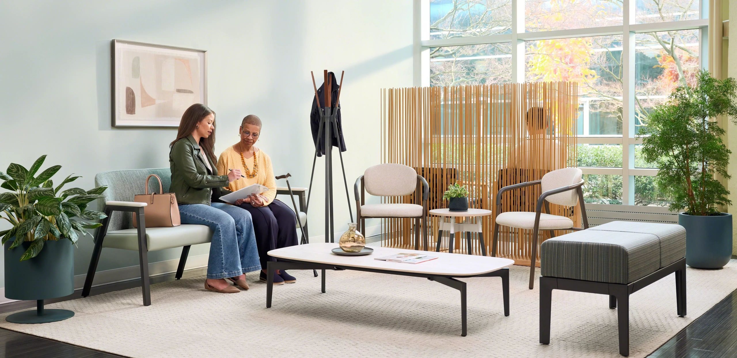 patients in a light waiting room
